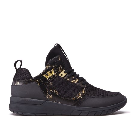 Supra Method Womens High Tops Shoes Black/Gold UK 35AHX